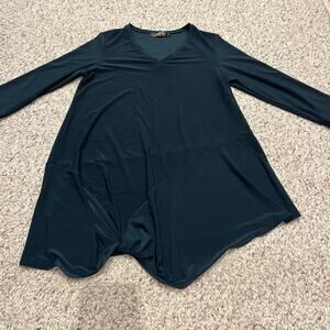 Sympli Knotted Front Tunic Top Sz 8 Blue V Neck Basic Minimalist Casual